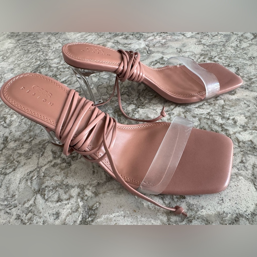 ASOS Pink and Clear Strappy Heels